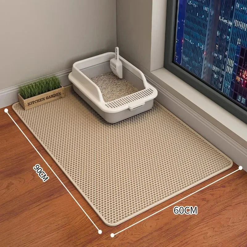 Cat Litter Mat Waterproof Double Layer Nonslip 90x60cm