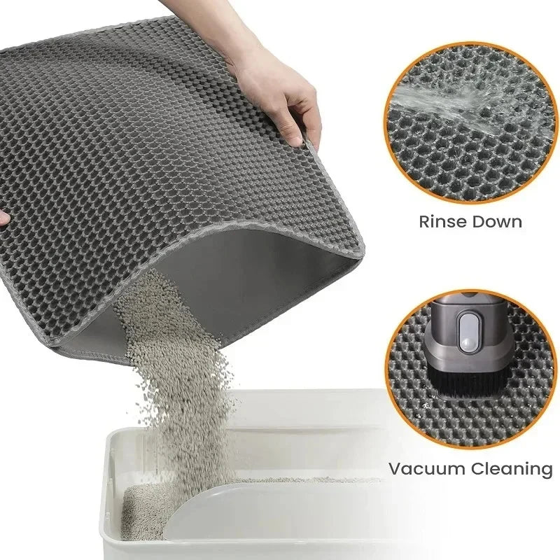 Cat Litter Mat Waterproof Double Layer Nonslip 90x60cm
