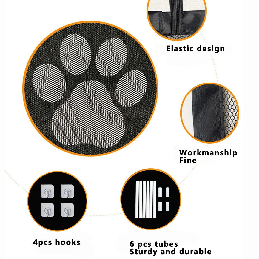 Versatile Dog Gate Mesh with 4 Hooks - Perfect Indoor & Outdoor Safety Enclosure for Your Pet