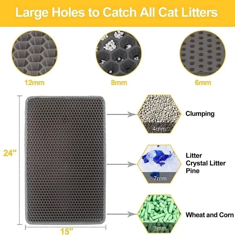 Cat Litter Mat Waterproof Double Layer Nonslip 90x60cm