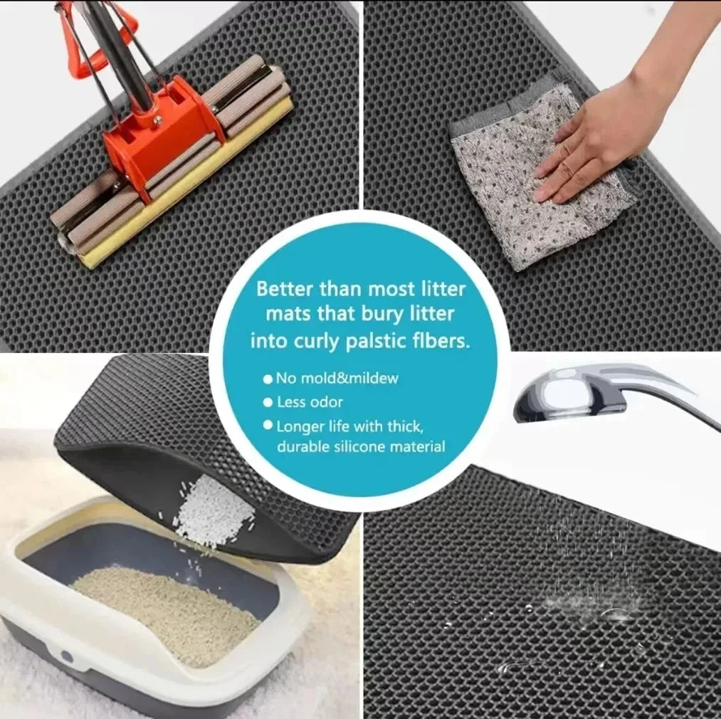 Cat Litter Mat Waterproof Double Layer Nonslip 90x60cm