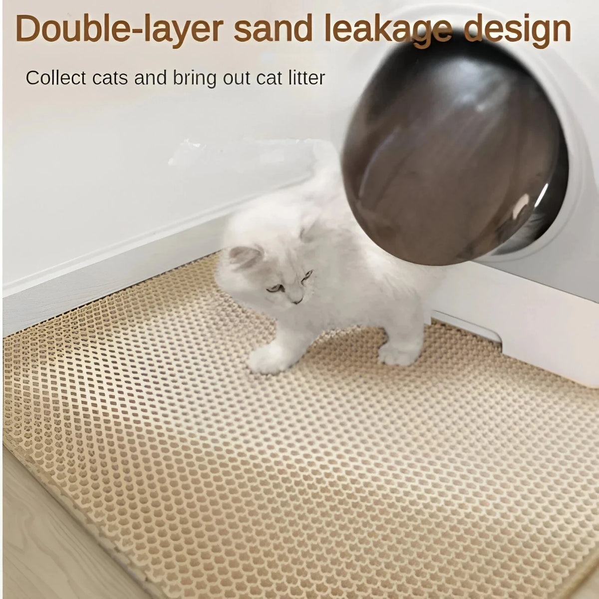 Cat Litter Mat Waterproof Double Layer Nonslip 90x60cm