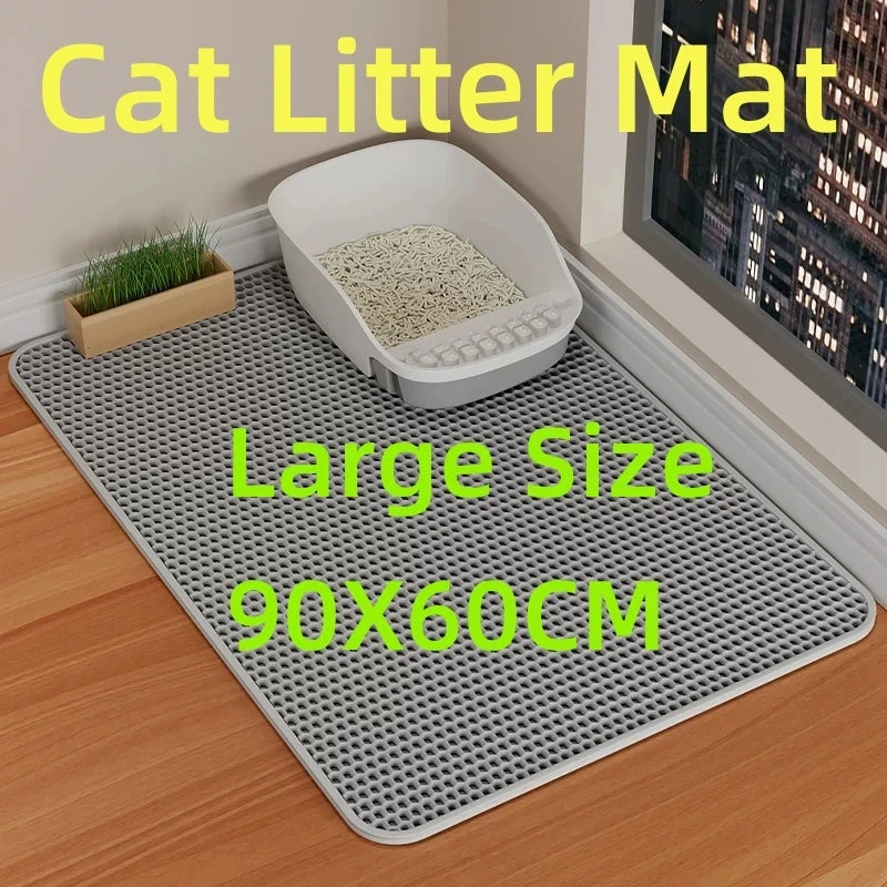 Cat Litter Mat Waterproof Double Layer Nonslip 90x60cm