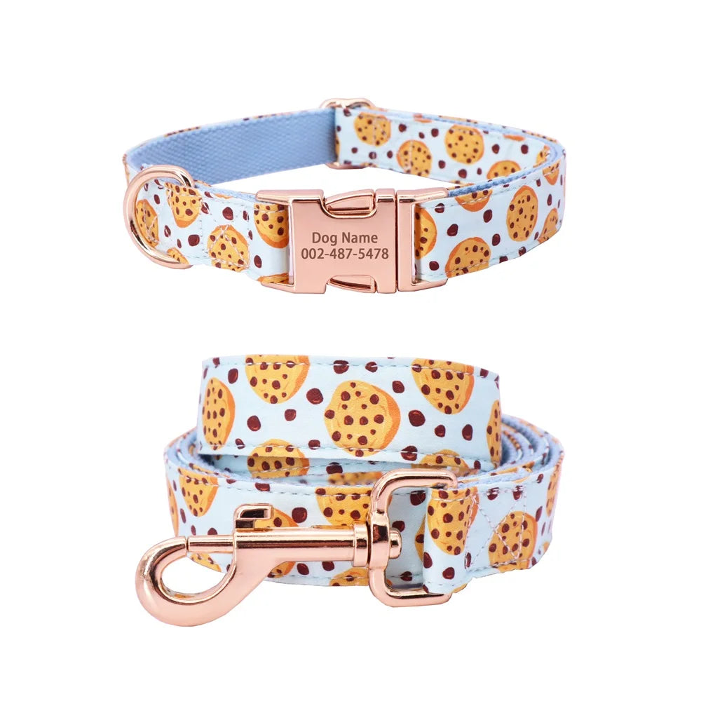 Cute Biscuits Dog Collar Bow Tie with Metal Buckle for Dogs &Cats